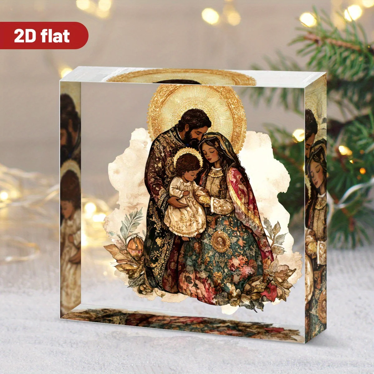 Acrylic Nativity Scene Table Decor - Jesus Mary Manger Christmas Figurine for Home Office Holiday Gift