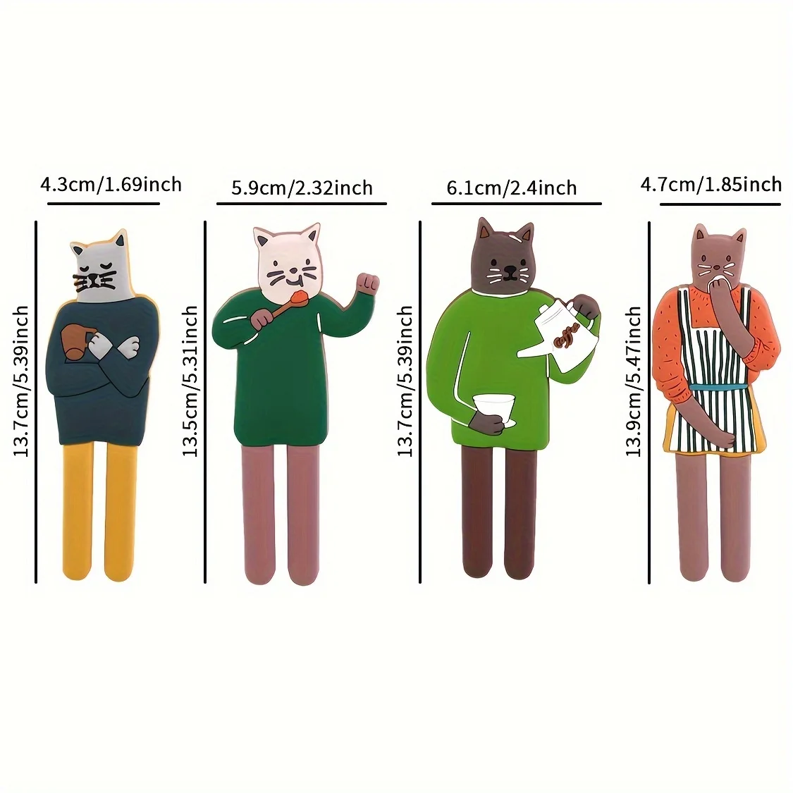 1PC Cute Cat Shaped Refrigerator Magnet No Drilling Required with Decorative Hook for Kitchen Organization And Decoration