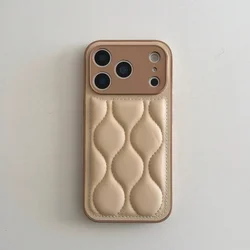 Wavy Pattern Khaki Color Mobile Phone Case for iPhone 17 17Pro 17ProMax 16 16Pro 16ProMax 15 15Pro 15ProMax 14 14Pro 14ProMax