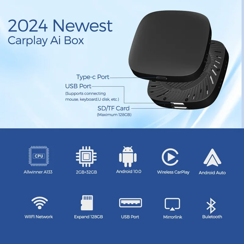 LANGJING Carplay Ai Box Wireless 4in1 Carplay Android Car Wireless Adapter For Volvo Kia Chery Havel Toyota Mg VW