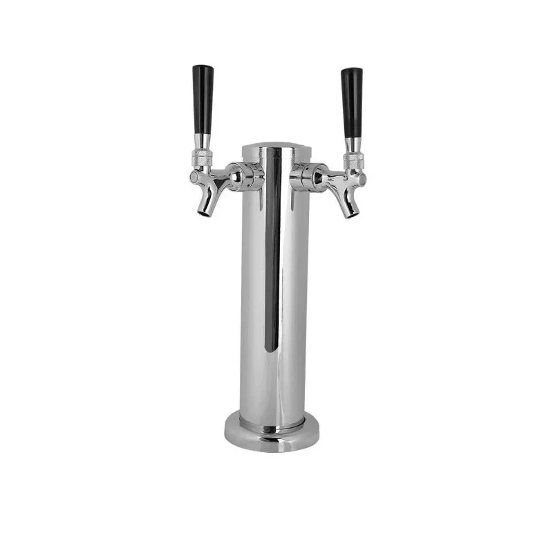 Stainless Steel Beer Dispenser Draft Beer Kegerator Tower Kit with Faucet Double Tap 2 Hose Beer Tower Set