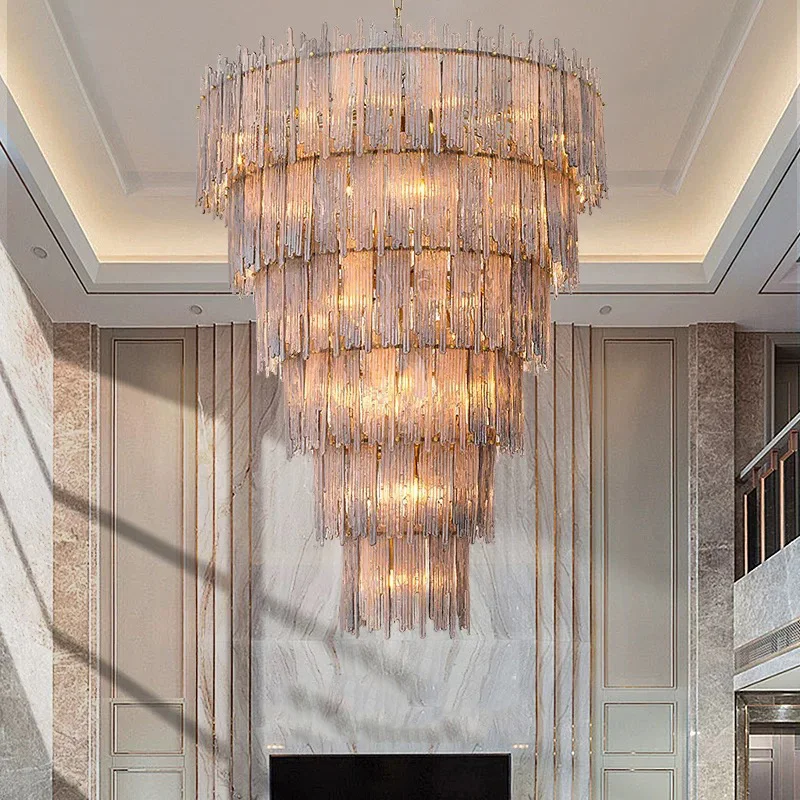 

American LED Home interior lighting, stainless steel glass chandelier lustre, suitable for living room, dining room ceiling