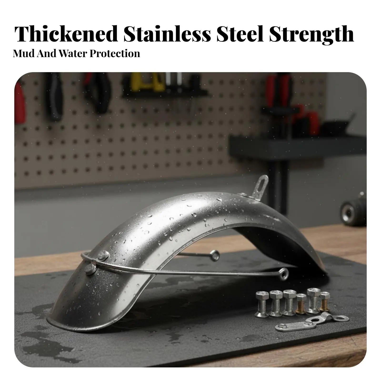 

Tricycle Front Mudguard Waterproof Front Wheel Spray Guard Stainless Steel Wheel Guard Thickened Mobility Scooter Mud Guard