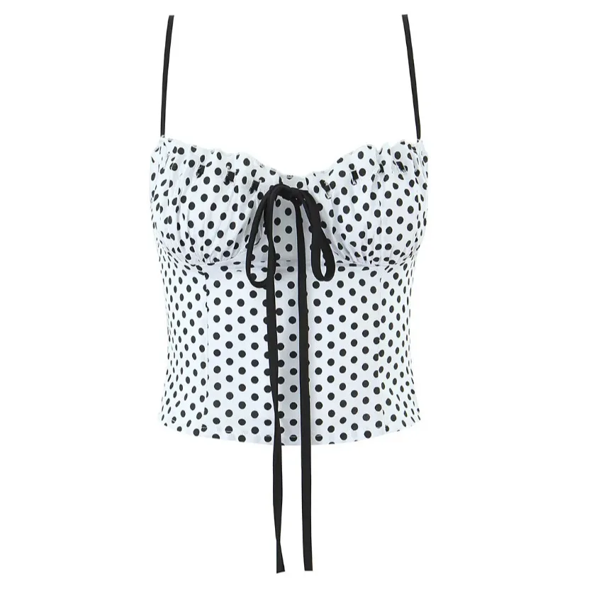 

Женский топ-корсет Andrea Polka Dot Tie Top Corset в цвете яичной скорлупы