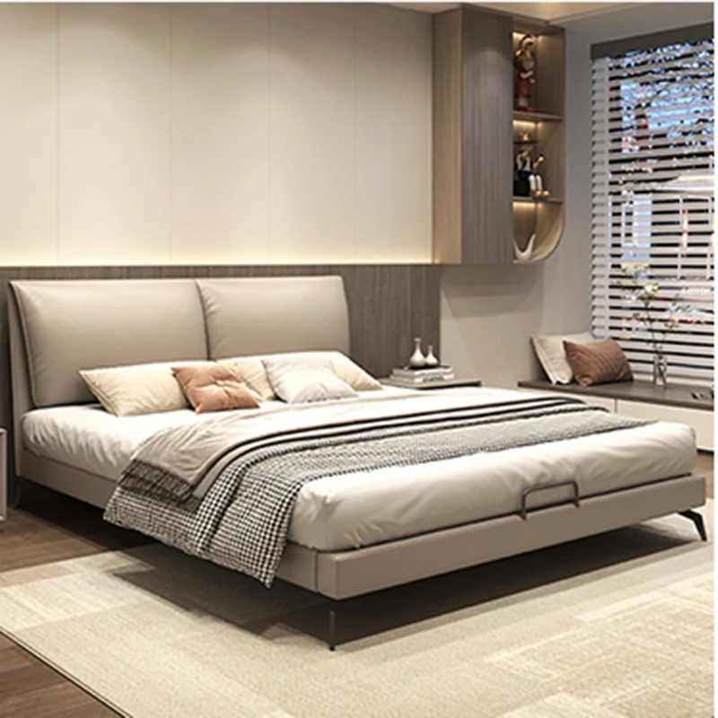 Leather Double Beds Italian Minimalist Aesthetic Unique Beds Headboards King Cama De Lujo Para Dormitorio Bedroom Furniture