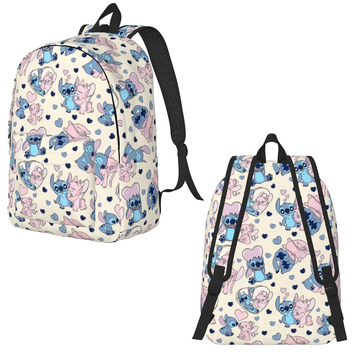 Mochila Stitch and Pink Angel para crianças, mochila escolar estudantil, mochila, jardim de infância, bolsa primária para caminhadas, menino, menina