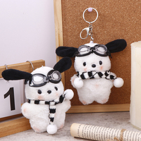 Swim Goggles Pochacco Plush Toy Cartoon Scarf Puppy Pendant Soft Stuffed Doll Keychain Car Key Ring Backpack Bag Decor