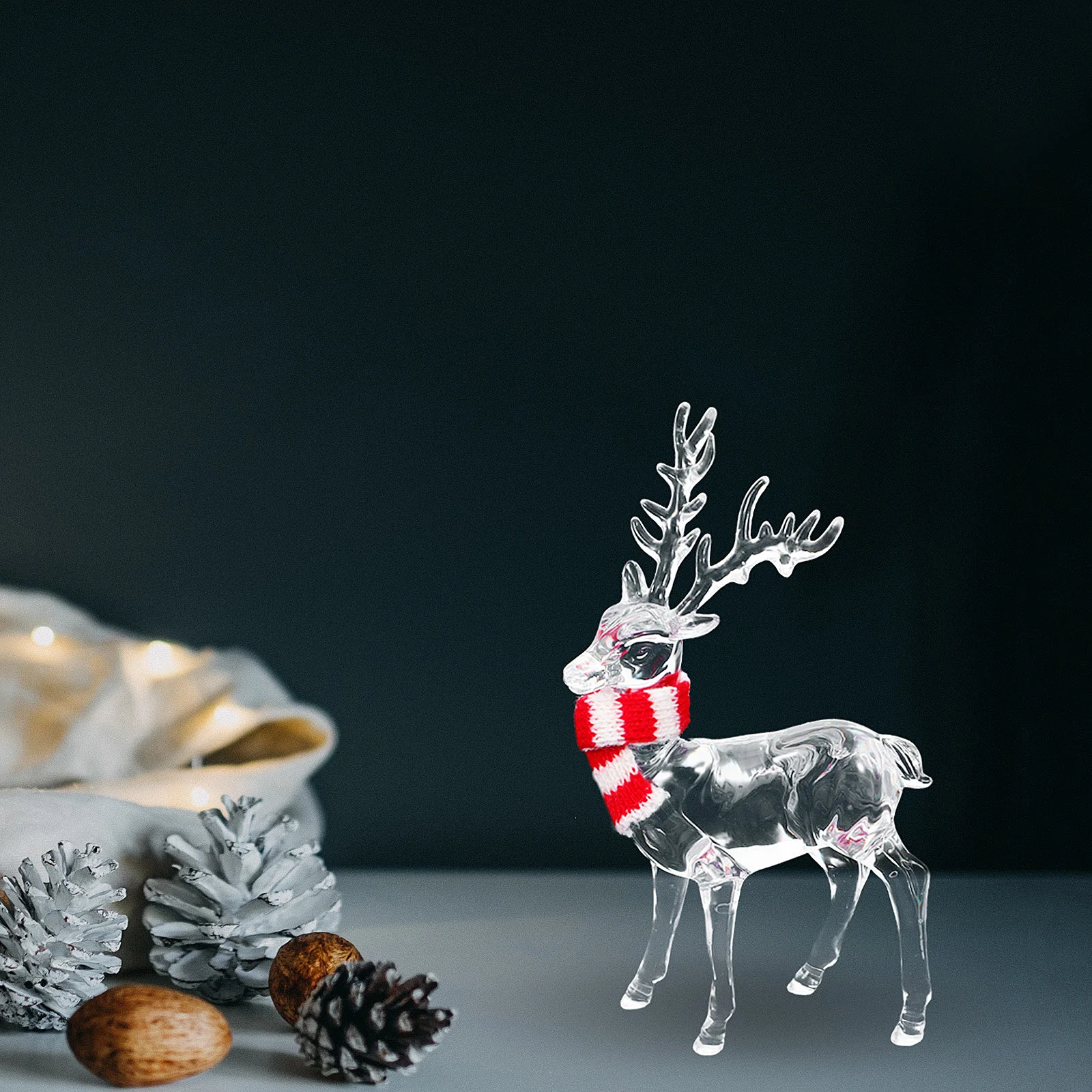 

2 PCS Christmas Transparent Deer Pendant Reindeer Decorations Acrylic Ornaments Clear Figurines Crystal Holiday Elk Hanging
