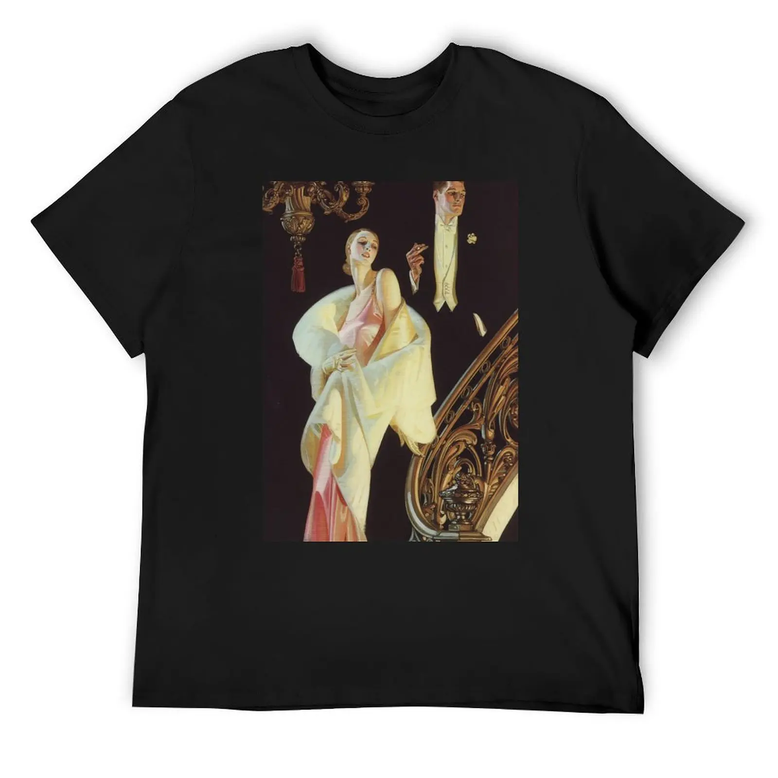 Couple Descending Staircase by J.C. Leyendecker T-Shirt korean fashion man t shirt customizeds men clothings