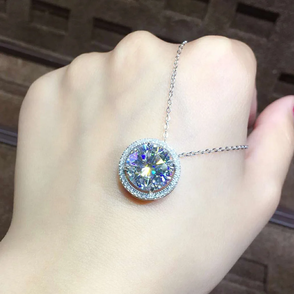 Luxury 5ct Simulated Diamond Pendant Real 925 Sterling Silver Charm Party Wedding Pendants Necklace For Women Fine Jewelry