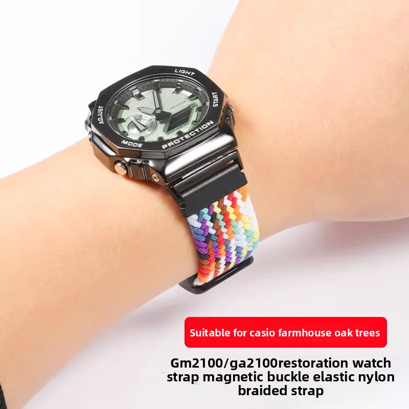 Эластичный нейлоновый тканый ремешок для часов Casio G-SHOCK Farmhouse Oak GA-2100/2110 GM-2100, магнитный ремешок для часов, аксессуары для браслета
