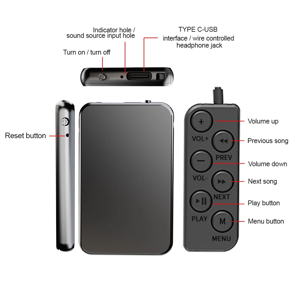 Grabador de Audio Digital V15 con una sola tecla, reducción de ruido inteligente, unidad de grabación profesional de largo tiempo, grabación de MP3