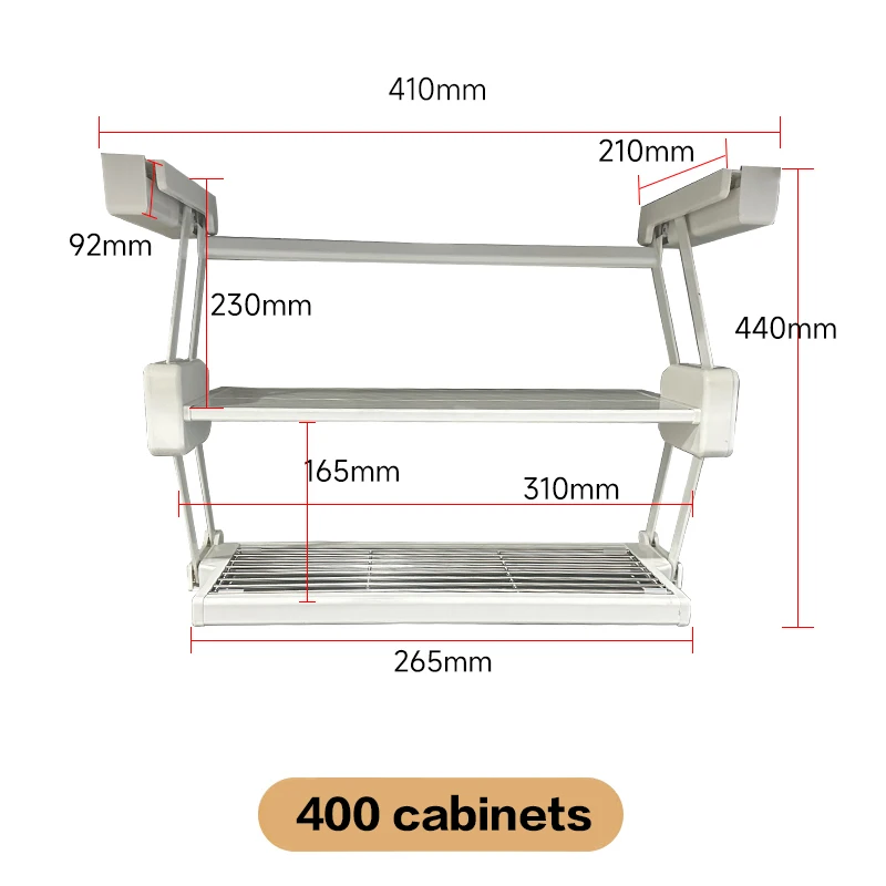 Pull Down Basket Wall Mounted Foldable Spice Rack Space Saving Easy Access Two Tier Lift Shelf For Kitchen Cabinet Storage