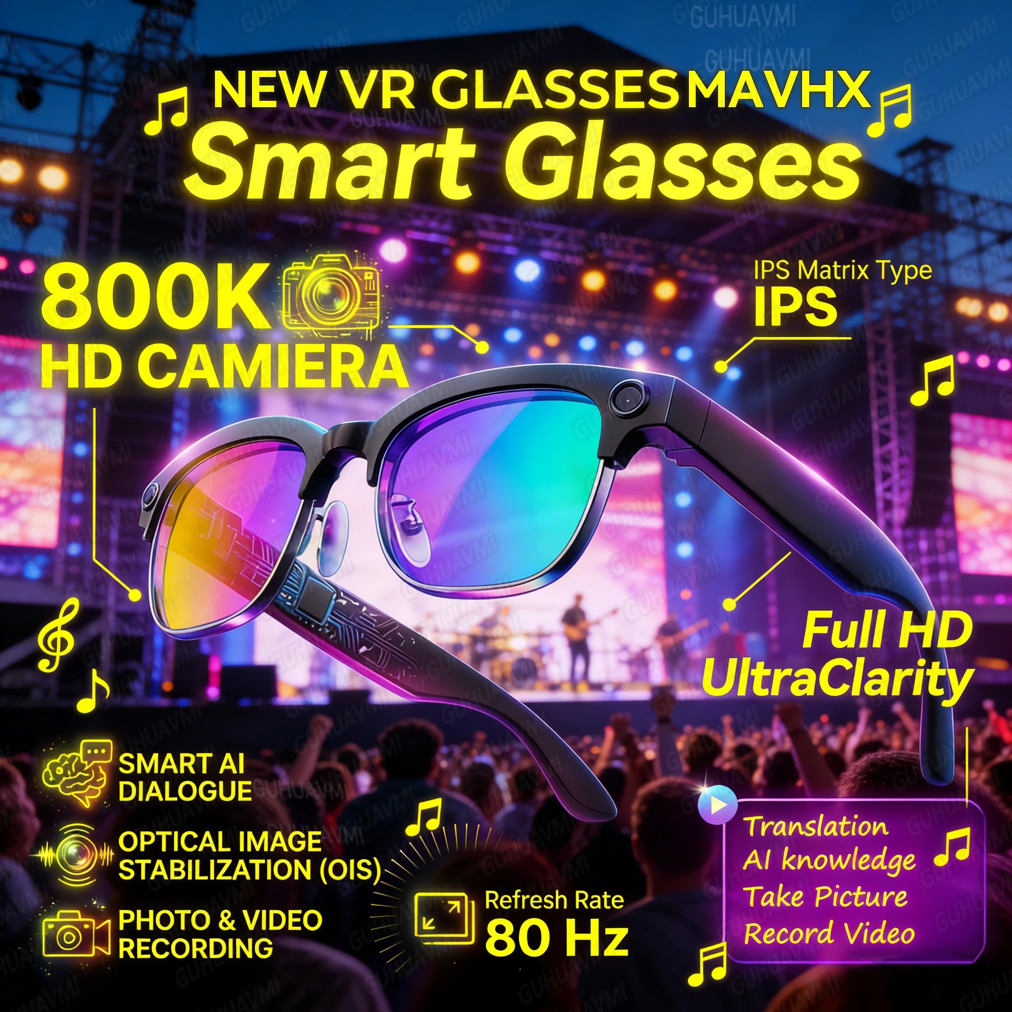 

2026 New Smart AI Glasses Bluetooth 8K HD Call Photochromic Multifunction Chat GPT Voice Assistant Music Player Translate Sports