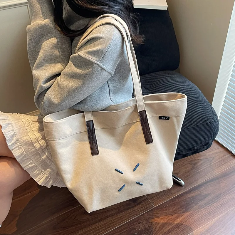 

Женская холщовая сумка-тоут — модная минималистичная повседневная сумка на одно плечо большой вместимости для студенческого класса