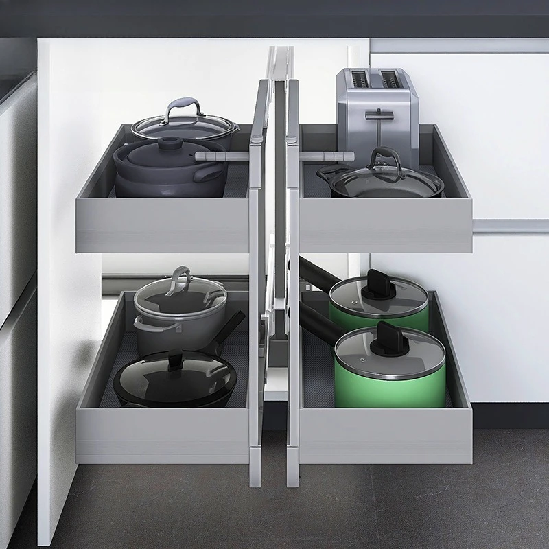 Armoires à paniers d'angle, paniers à condiments, étagères d'angle de cuisine