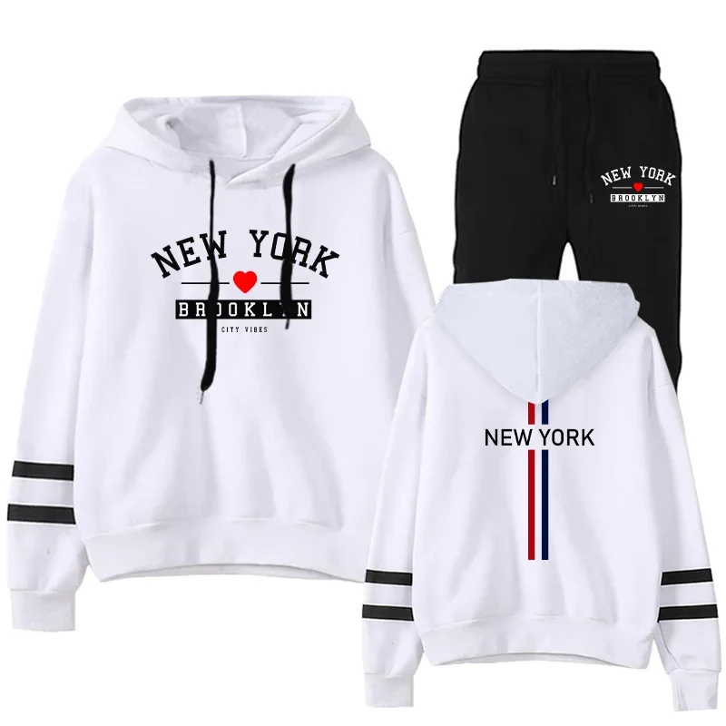 Hot Sale Outdoor Fashion Casual Daily Women's Tracksuit Hoodies Single Piece Stripe Sweatshirt and Pants Comfort Jogging Quality
