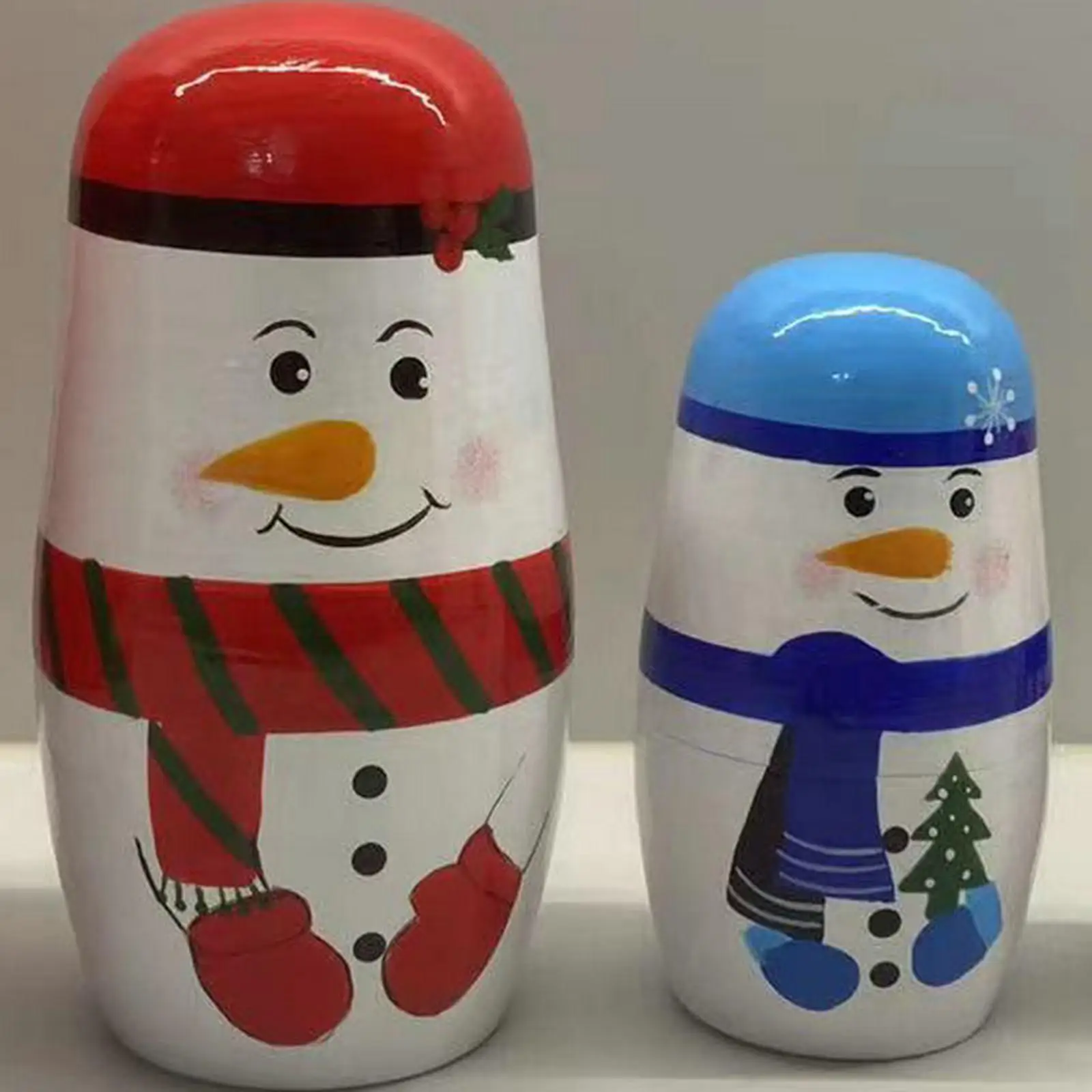 Wooden Matryoshka Doll Set Christmas Russian Nesting Dolls Handpainted Stacking Toy Collectible Home Decor Ornament Gift for