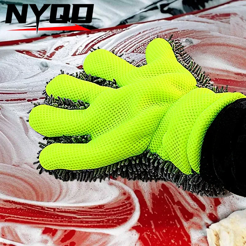 1Pcs Ultra-Luxury Microfiber Car Wash Gloves Car Cleaning Tool Home Use Multi-function Cleaning Brush Detailing Washing Gloves