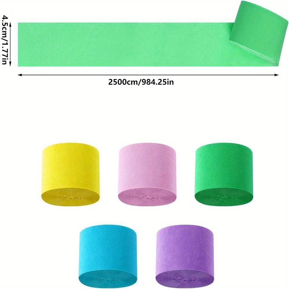 8 Rolls Rainbow Assorted Crepe Paper Streamers 656ft per Pack for Party Backdrop Birthday Shower Wedding Decorations