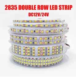 Double Row LED Strip SMD 2835 12V/24V Flexible Lamp Natural White 3000K/4000K/6000K 120LEDs/m 240LEDs/m 360LED/m 480LEDs/m 5M