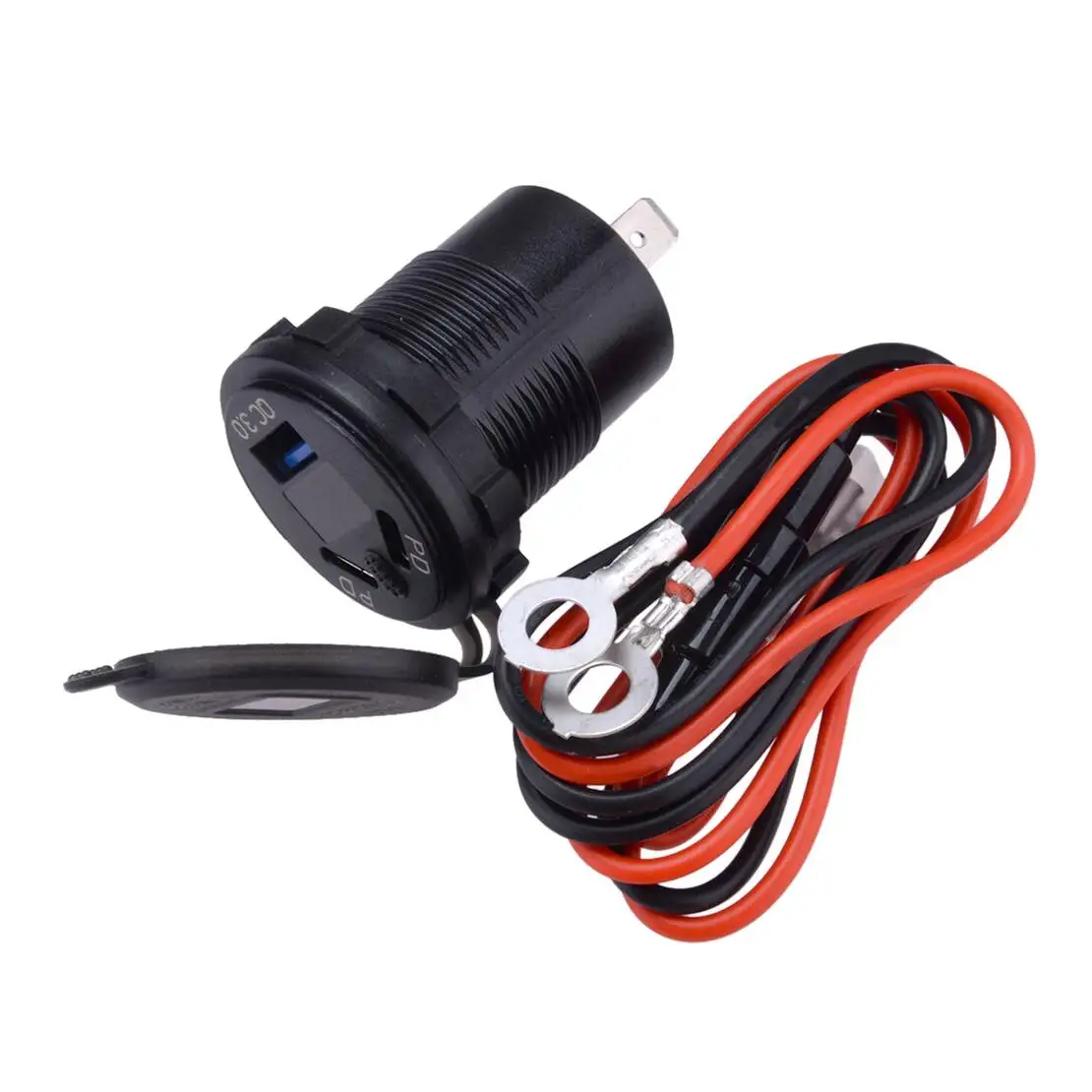 Car 3 Port Socket 12-24V PD Type-C QC3.0 USB Fast Charger Power Outlet LED Voltmeter for Boat RV Marine Motorcycles Yacht ATVs