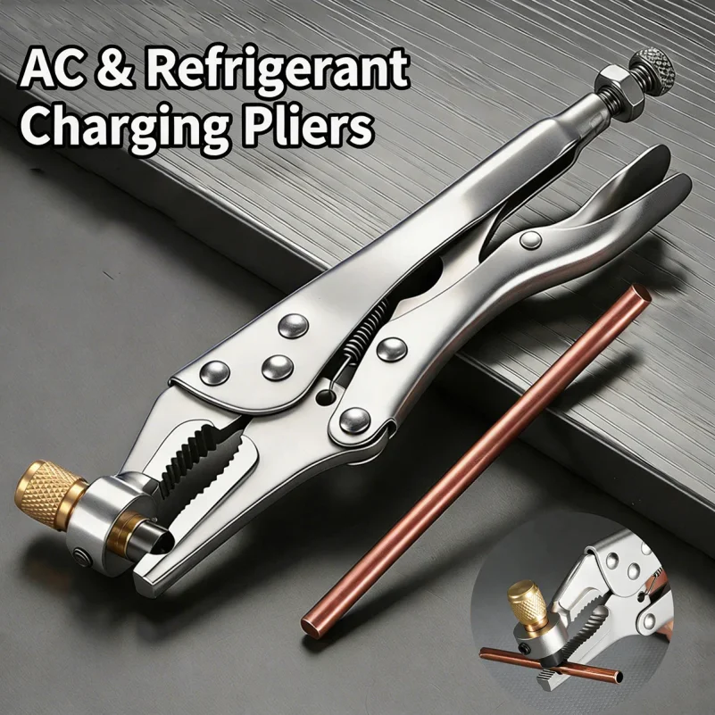Refrigerant Recovery Pliers Air Conditioner Hose Locking Clamp Copper Pipe Crimper Tool HVAC Repair Crimping Pliers