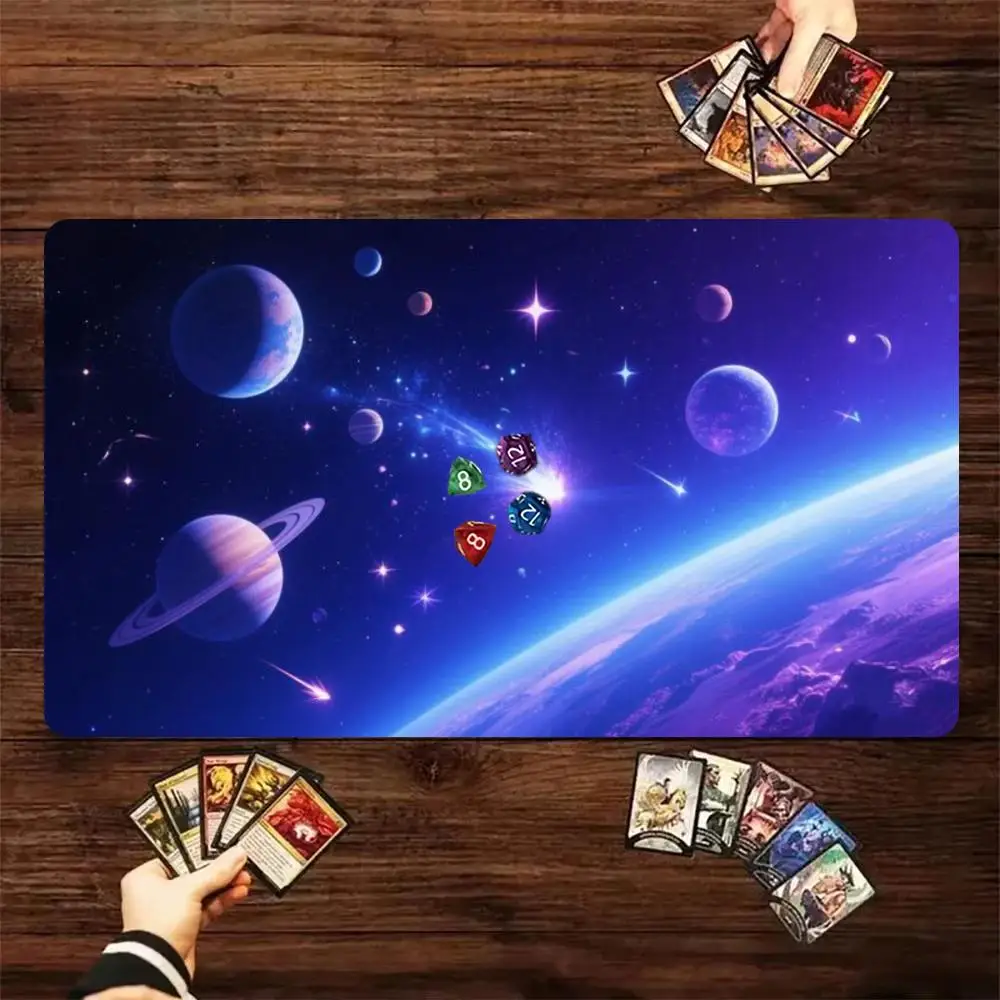 Space Galaxy Planet TCG Large MousePad Smooth Durable Trading Card DeskMat Stitched Edge Non‑Slip PlayMat Home Office PC GameMat