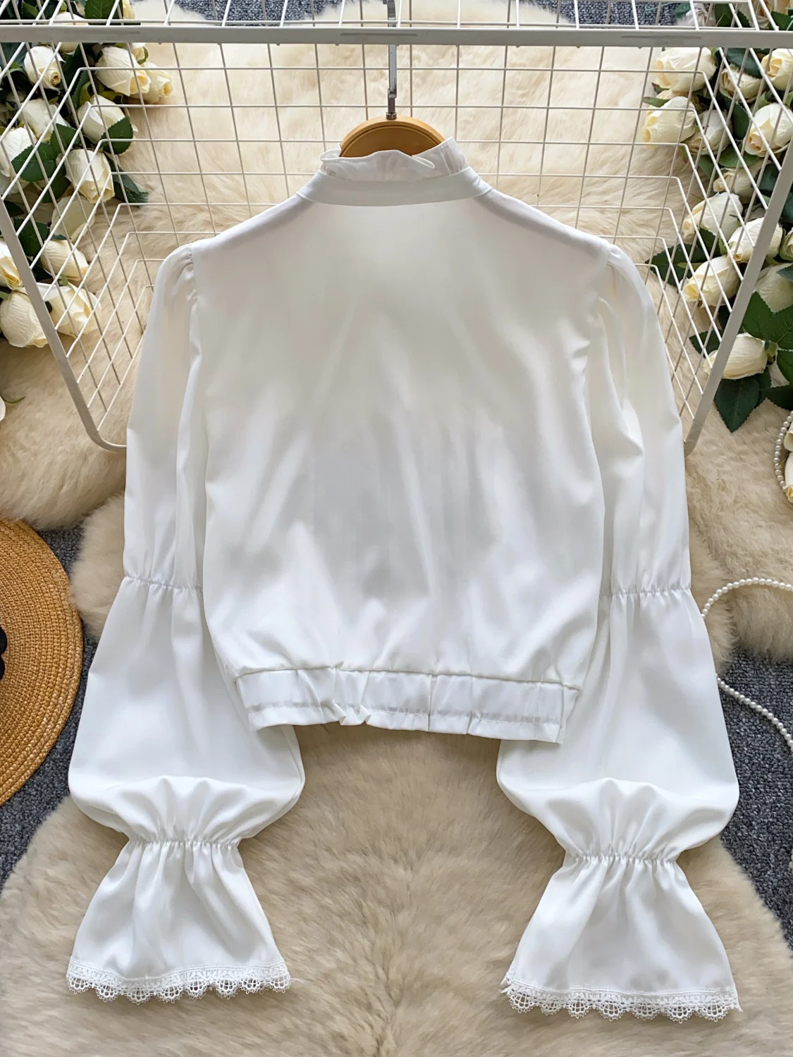 Ele Long Sve col noeud épissure irt femme polyvalent Chic haut luxe Sle Polyester fibre respirant