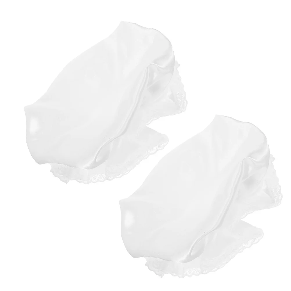 2 قطعة الدانتيل الأبيض خادمة بونيه للنساء فستان بتصميم حالم قبعة لوليتا نمط تأثيري خادمة زي ملحق لعبة حفلة الدعامة #5