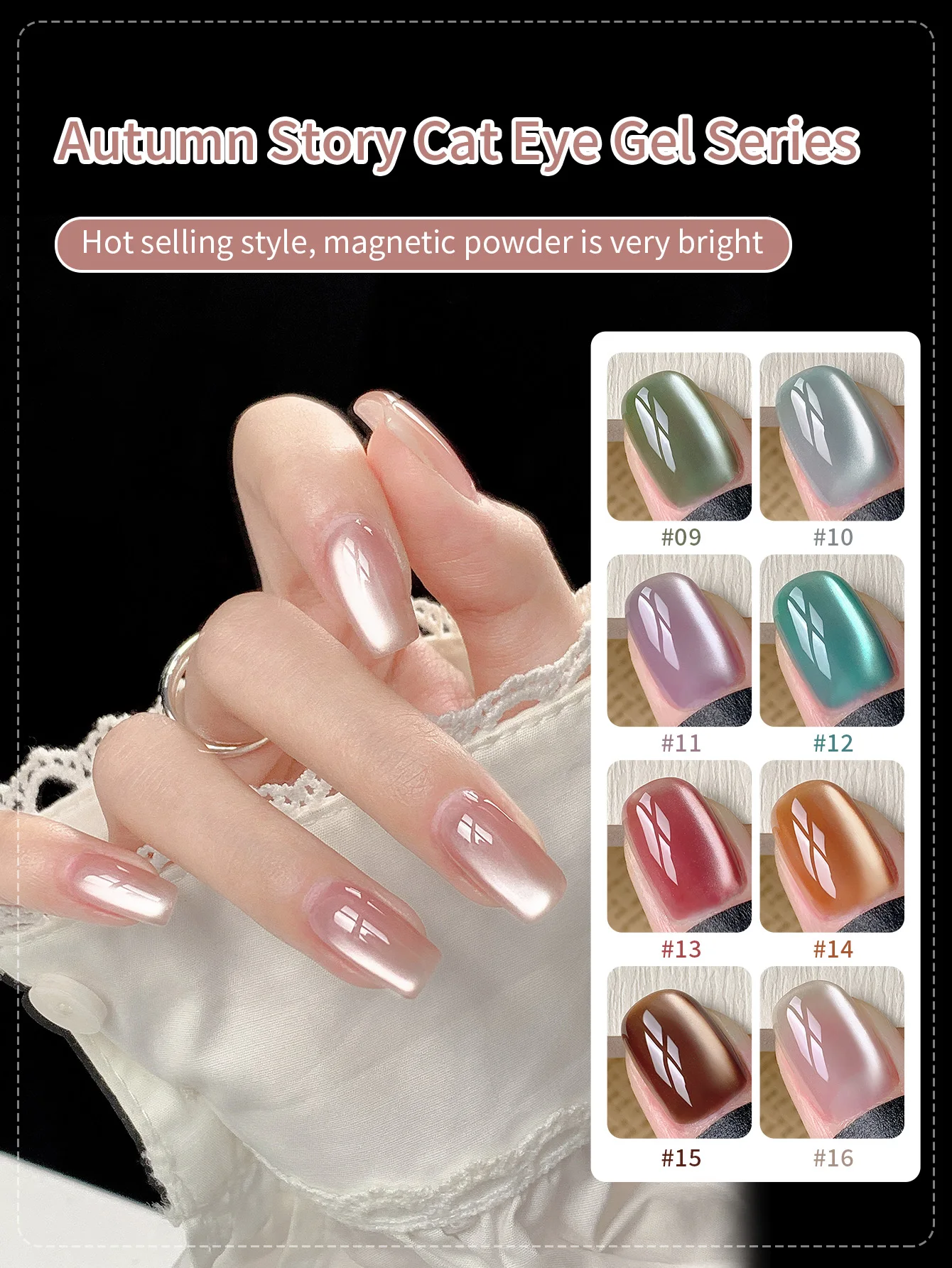 10 مللي المغناطيسي القط العين هلام مسمار البولندية 8 ألوان مجموعة UV LED نقع قبالة هلام الورنيش كريستال عارية الوردي القط العين هلام المستخدمة في صالون الأظافر #1
