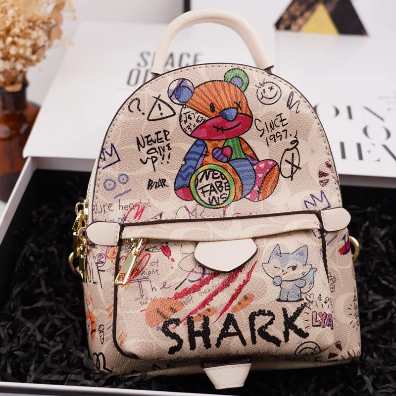 

Fashion Brand Personalized Teddy Bear Graffiti Backpack for Women Trendy and High-quality Casual Mini Cute Printed Backpack