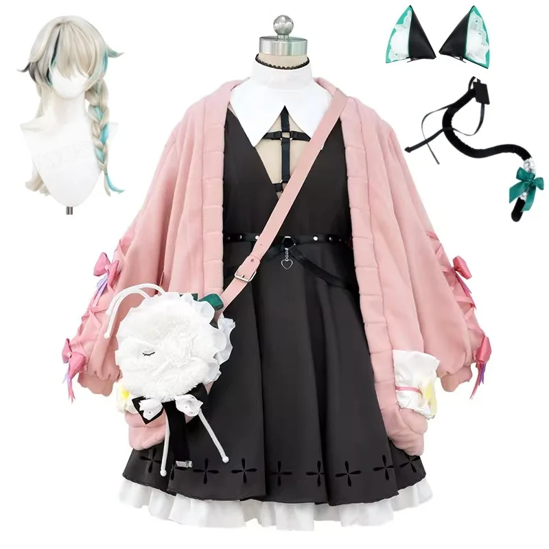 

Virtual Anchor Aza Women Cosplay Costume Coat Dress Wig Bag Tail Suit for Women Halloween Anime Party Roleplay Outfits
