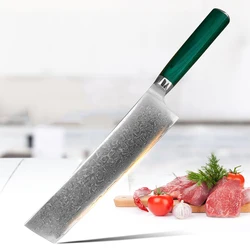 Damascus Knife Cleaver Meat Slicing Vegetables Kitchen Knives Chef Barbecue Cooking Boning Cleaver Wooden Handle Utility Knifes