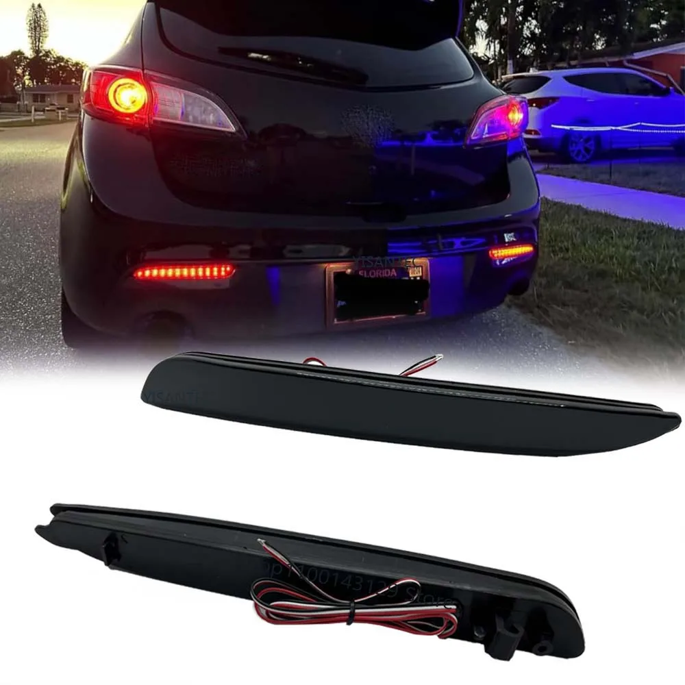 1 par para Mazda3 Mazda 3 2010 2011 2012 2013 lente ahumada negra LED Reflector de parachoques luz de freno trasero para MAZDASPEED3
