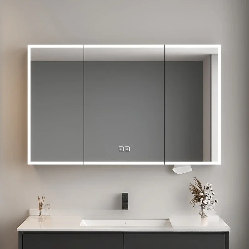 

Stainless steel smart mirror cabinet surrounding luminous