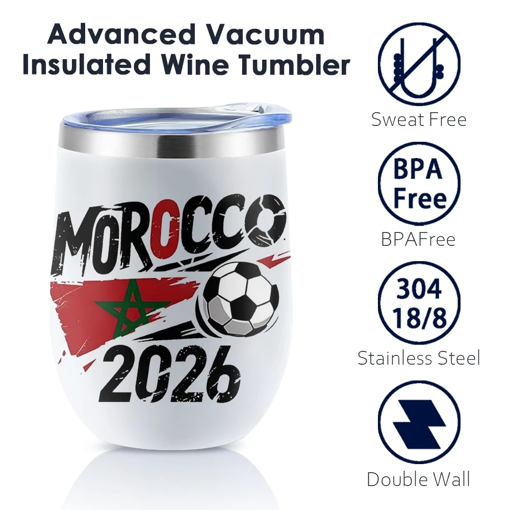 Famosas Botellas Térmicas de Arte Marroquí de 12oz, Vaso Aislado para Vino con Tapa, Taza de Vacío de Doble Pared para Bebidas Frías y Calientes, Taza de Viaje Deportiva