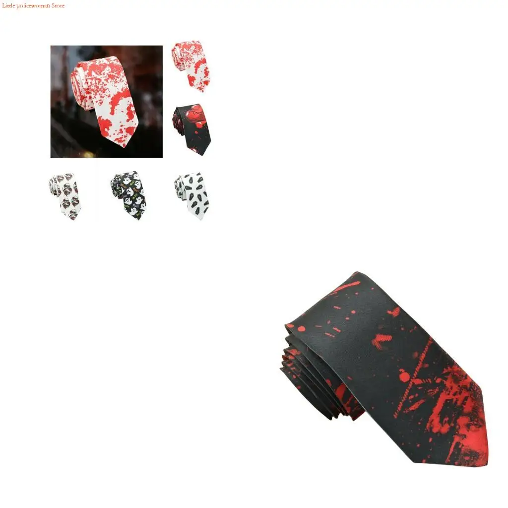 F92D Men's Punk Necktie Halloween Theme Neck Tie Fashion Accessory For Festival Event