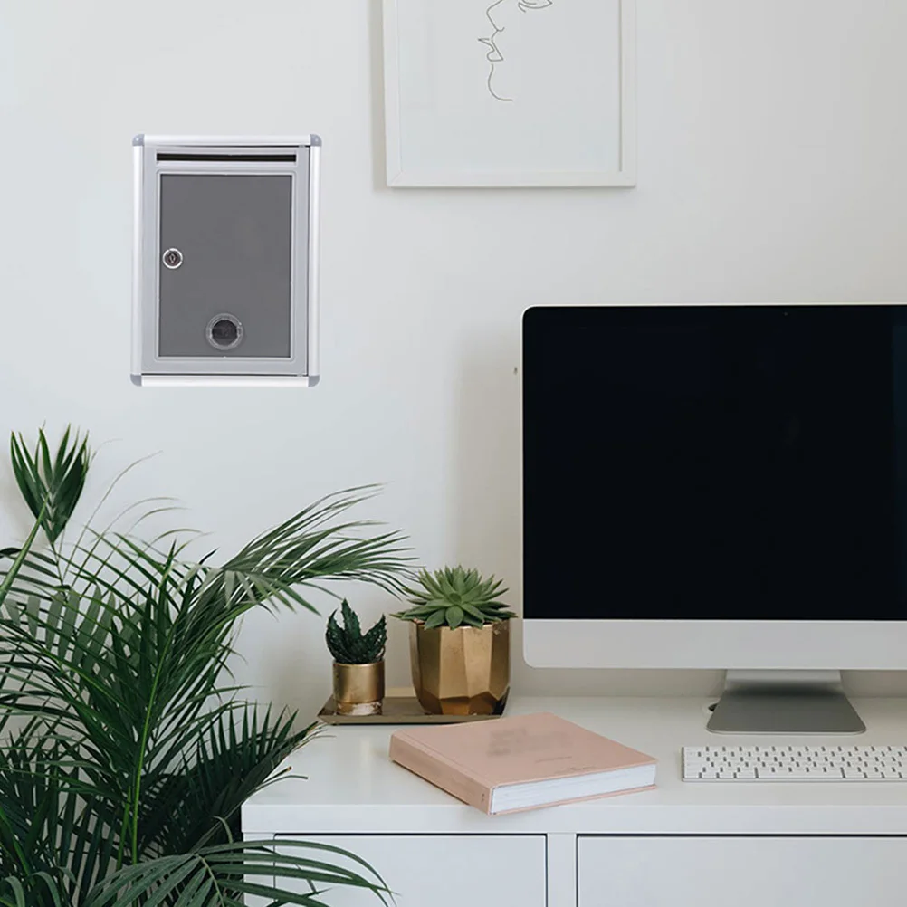 2個の金属製壁掛け提案箱、ロック可能な投票箱、家庭用オフィス用、装飾的で耐久性のある壁掛けボックス