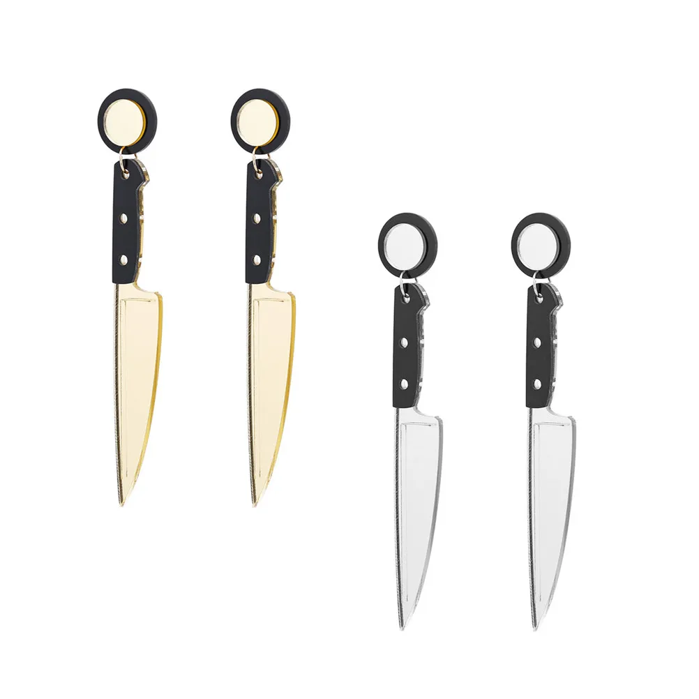 4Pcs Acrylic Ear Studs Exaggerated Simulation Cutter Danglers for Women Daily Wear Party Eardrops Fashion Accessories