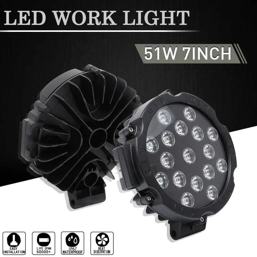 

51W 17 LED Light Bar/Work Light Spot Off Road 4x4 LED Bar For Truck SUV 3WD Boat ATV Jeep Tractor Headlights 12V 24V