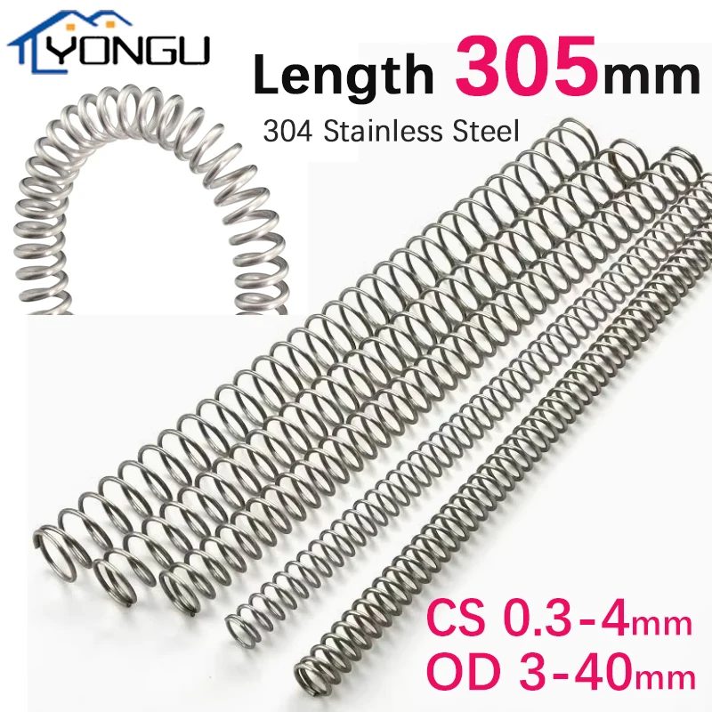 

Length 305mm 304 Stainless Steel Spring Y-shaped Compression Spring Long Spring Wire Diameter 0.3-4mm Outer Diameter 3-40mm
