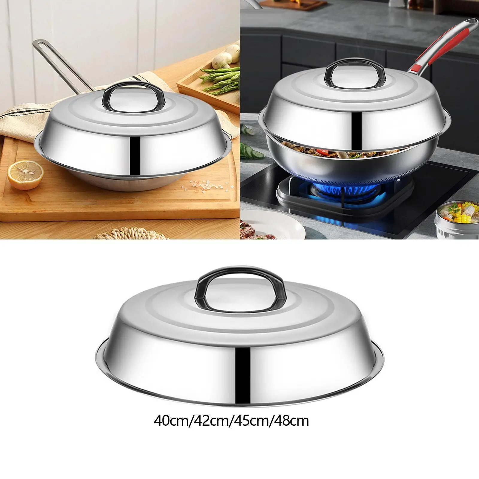 غطاء تغطية مع مقبض، غطاء وعاء الطبخ متعدد الأغراض، قبة ذوبان الجبن للشواية والمطبخ الداخلي والخارجي، سطح مسطح