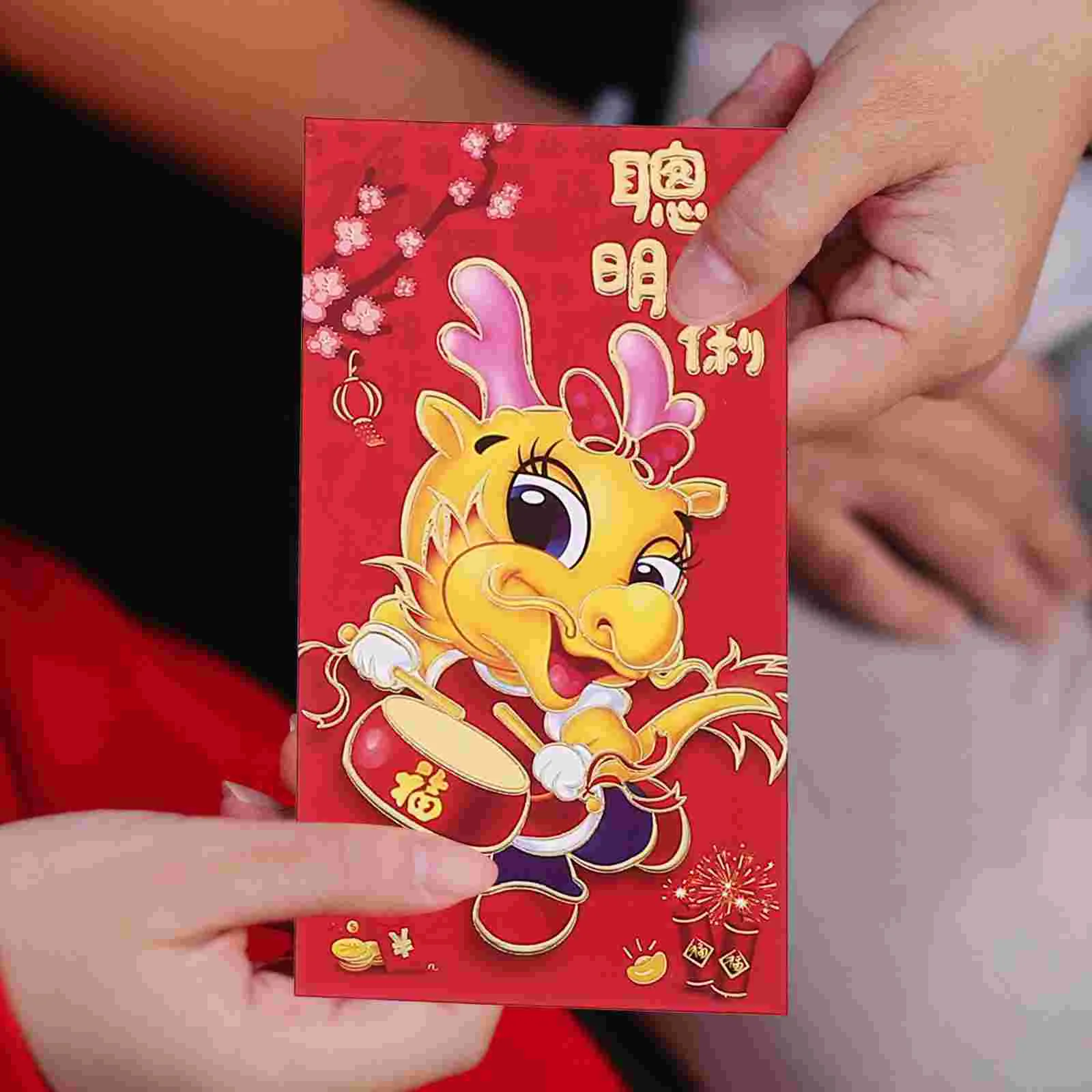 

Packets 2024 Year of The Dragon Red New Money Bag Pocket Chinese Envelopes Child