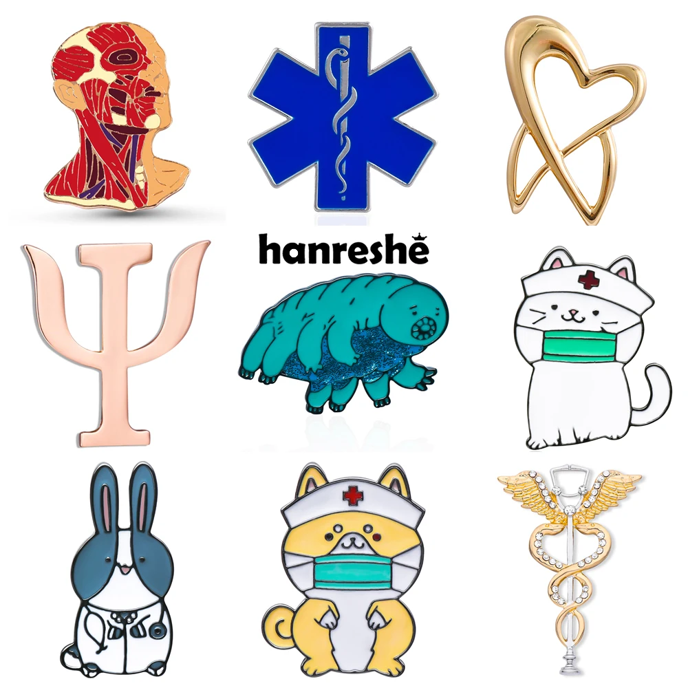 Hanreshe Medical Enamel Brooch Set Funny Backpack Bag Lapel Pin Badge Accessories Medicine Jewelry for Doctor Nurse