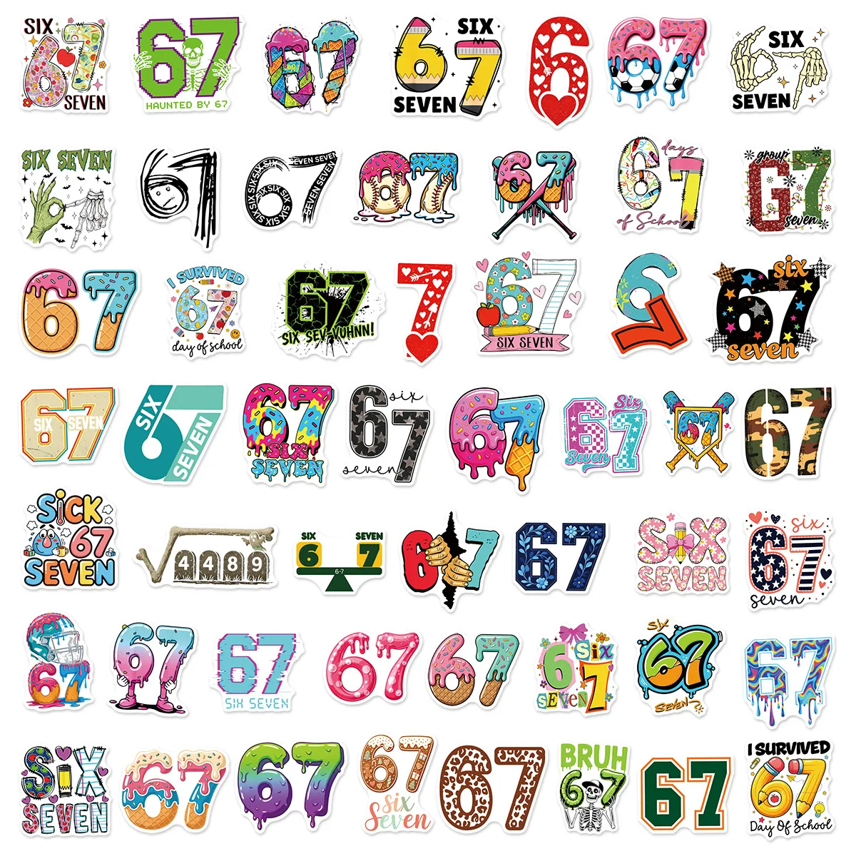 50 pezzi divertenti 67 sei sette adesivi 67 adesivi fai da te scrapbooking telefono bagagli decalcomanie impermeabili