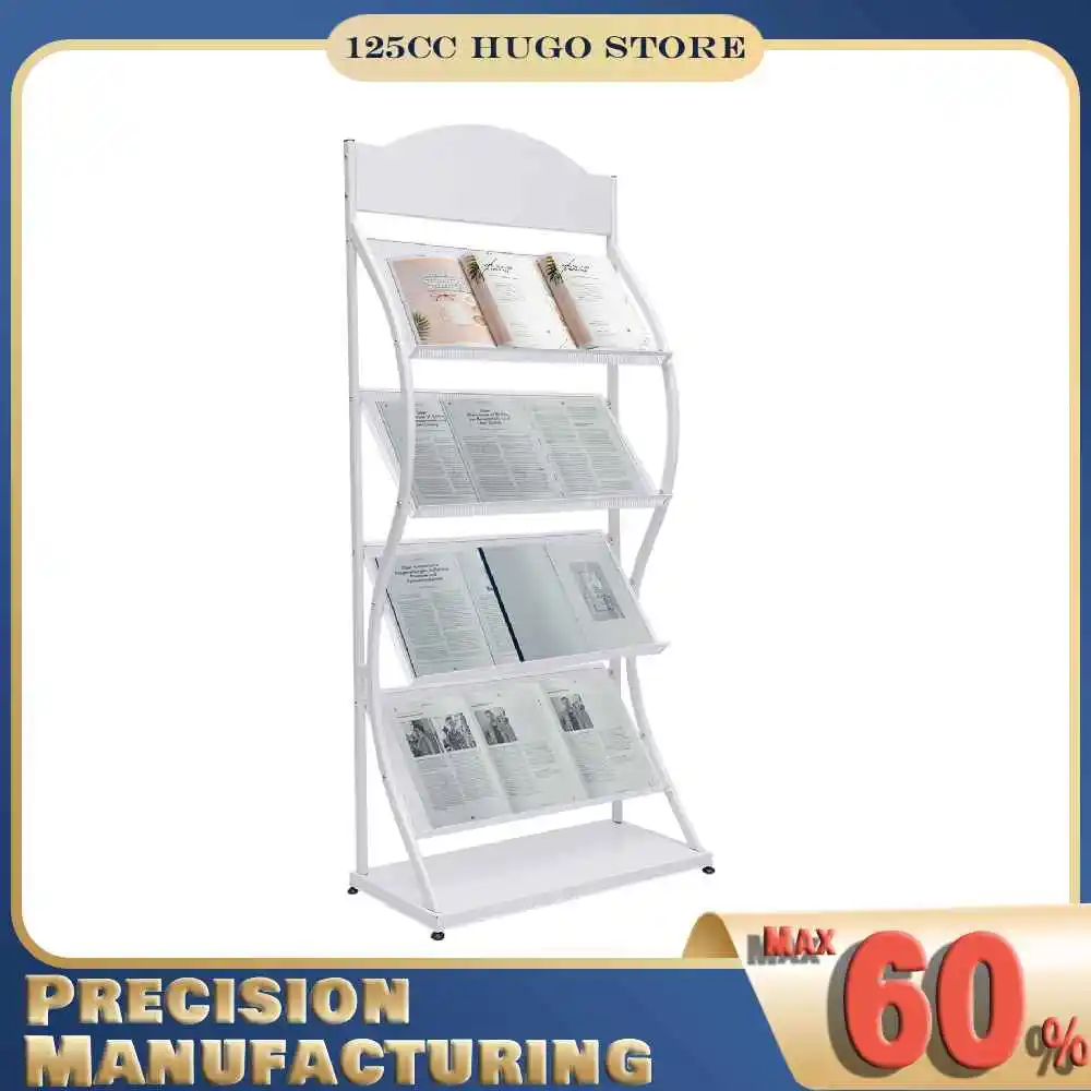 

4-Layer Magazine Rack Floorstanding Journal Rack Manual Book Newspaper Display Rack Office Magazine Shelf Paper Organizer
