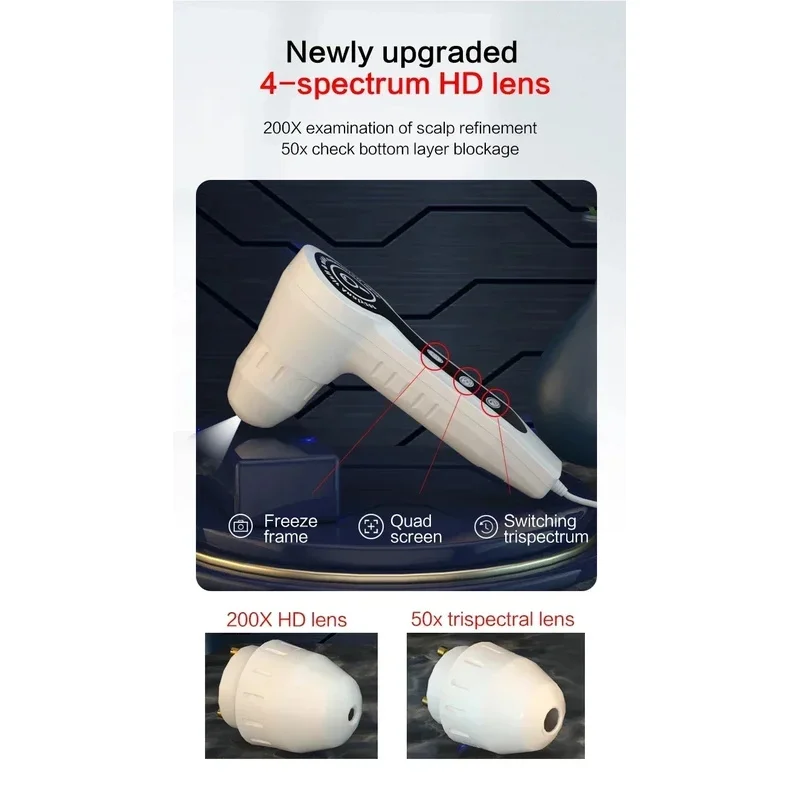 2024 HDเครื่องวิเคราะห์ผิวดิจิตอลProfessional Hair Scalpกล้องเครื่องตรวจจับรูขุมขนน้ํามันความชื้นอุปกรณ์ทดสอบ 15 นิ้วเครื่องทดสอบผิว