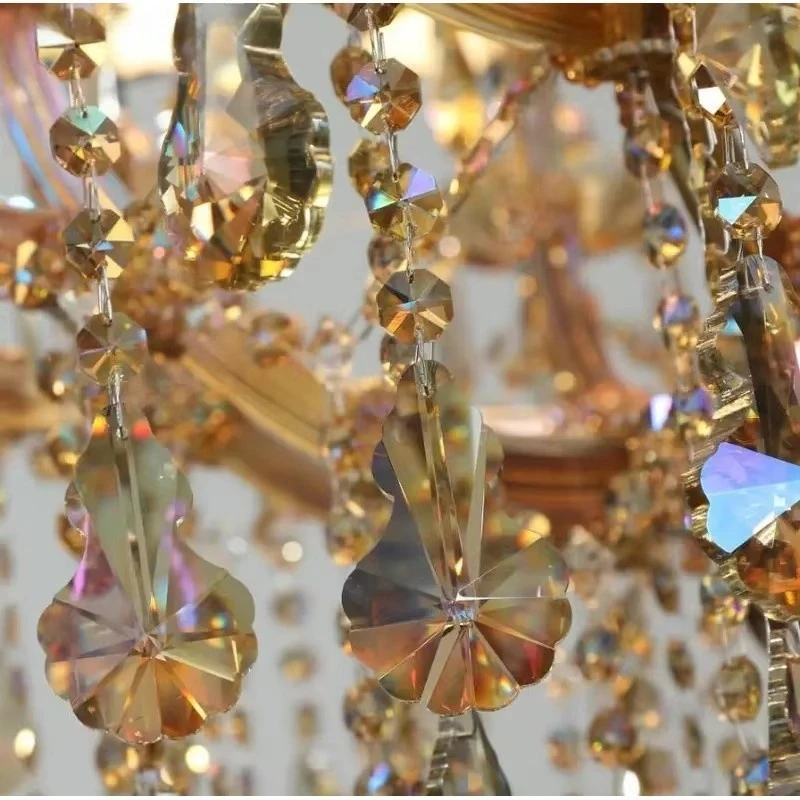 Modern Chandelier D100cm H855cm Large Champagne 24l Candle Crystal Chandelier Light Lustre For Lobby Hotel Project