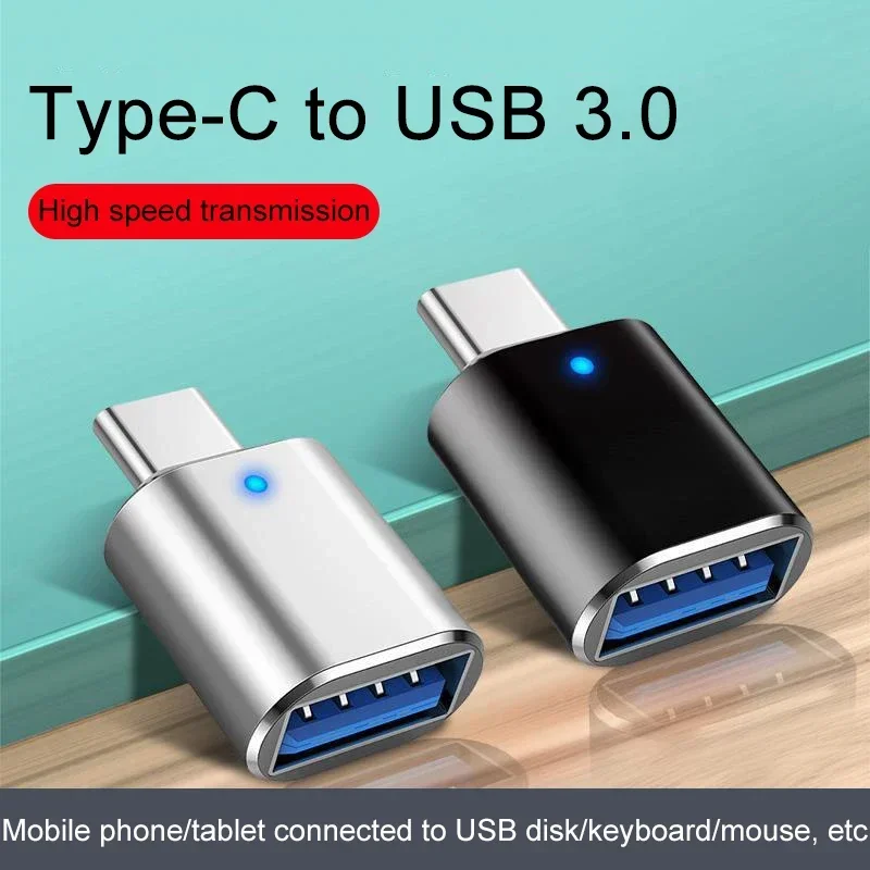 OTG Adapter Type-C to USB3.0 Connector with Indicator for Mobile Phone Charger Data Cable Universal Male To Female Converter